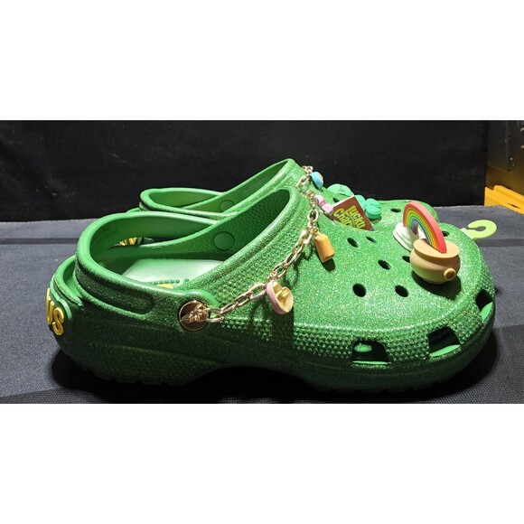 🍀 New CROCS Lucky Charms Clasic Clog Cereal Kelly Green Size Men’s 12 Jibbitz - Picture 9 of 15
